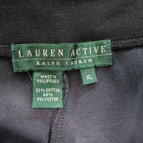 Ralph Lauren Active Pants XL Black Zipped Pockets Straight Leg Cotton Trouser - Picture 8 of 9